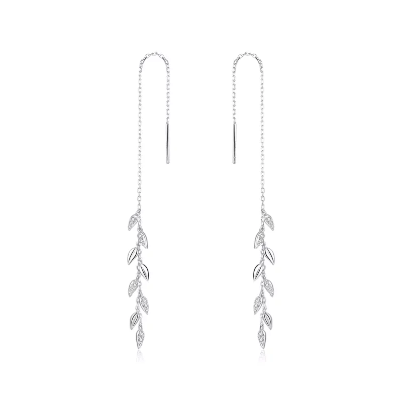 (imagen para) Pendientes colgantes de trigo brillante de estilo Pandora en plata - BSE447