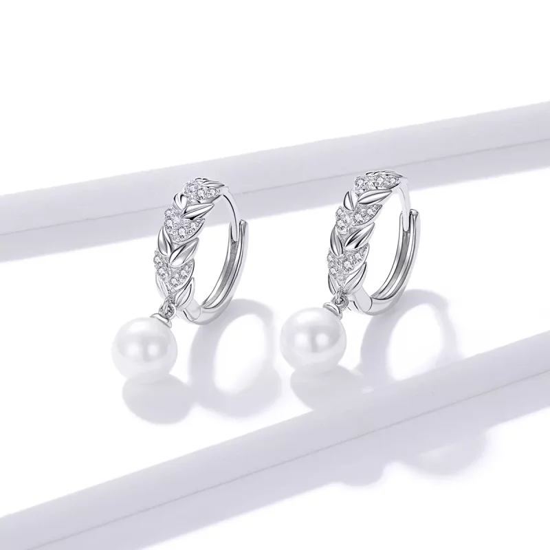 (imagen para) Pendientes colgantes de trigo brillantes estilo Pandora en plata - BSE446 - Ver 3