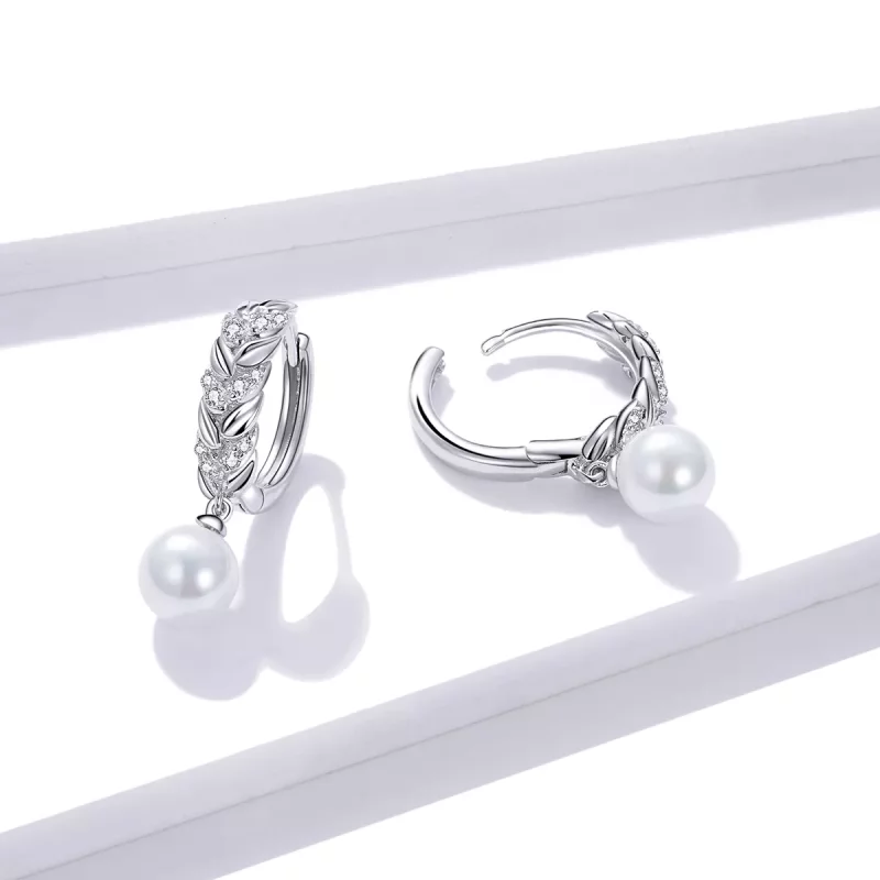 (imagen para) Pendientes colgantes de trigo brillantes estilo Pandora en plata - BSE446 - Ver 4