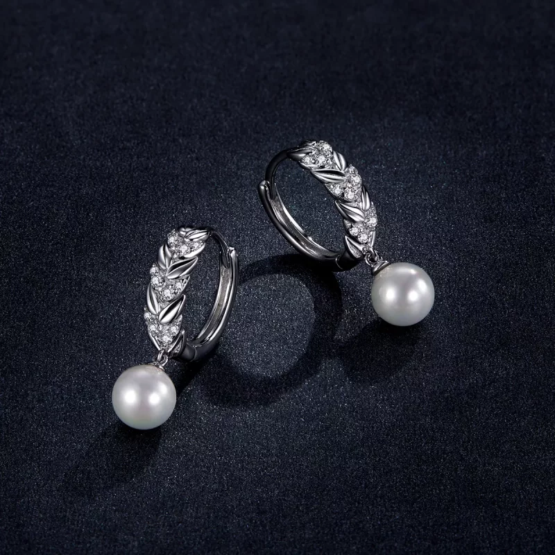 (imagen para) Pendientes colgantes de trigo brillantes estilo Pandora en plata - BSE446 - Ver 5