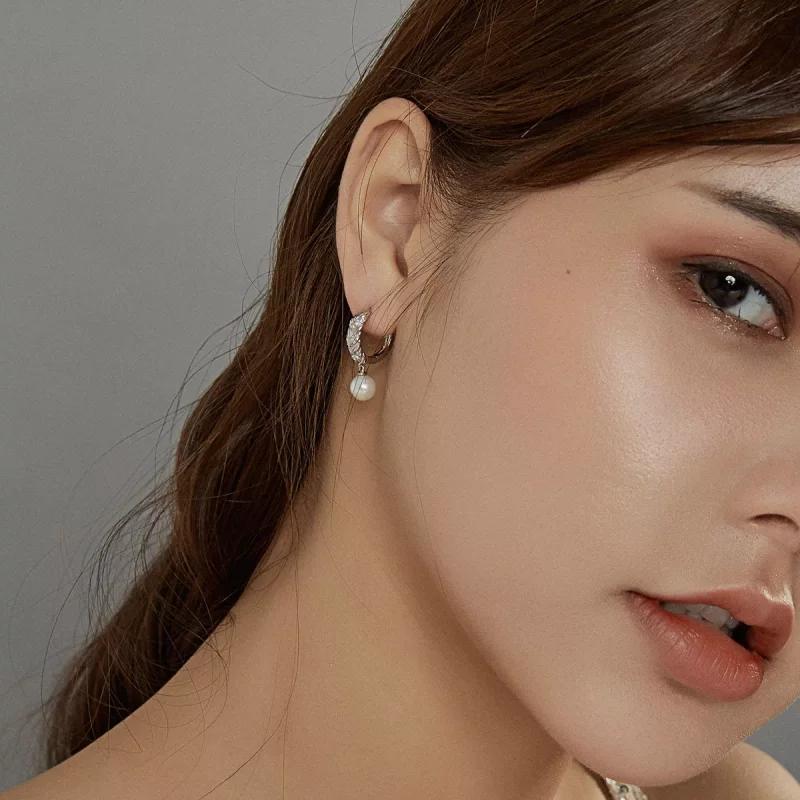(imagen para) Pendientes colgantes de trigo brillantes estilo Pandora en plata - BSE446 - Ver 6