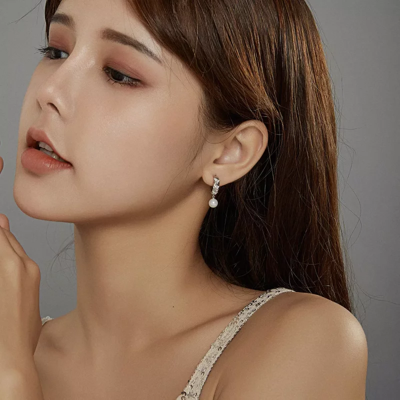 (imagen para) Pendientes colgantes de trigo brillantes estilo Pandora en plata - BSE446 - Ver 7