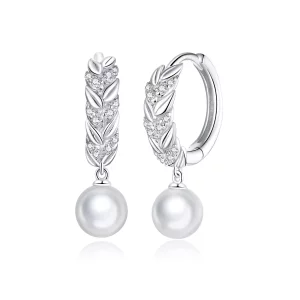 (imagen para) Pendientes colgantes de trigo brillantes estilo Pandora en plata - BSE446