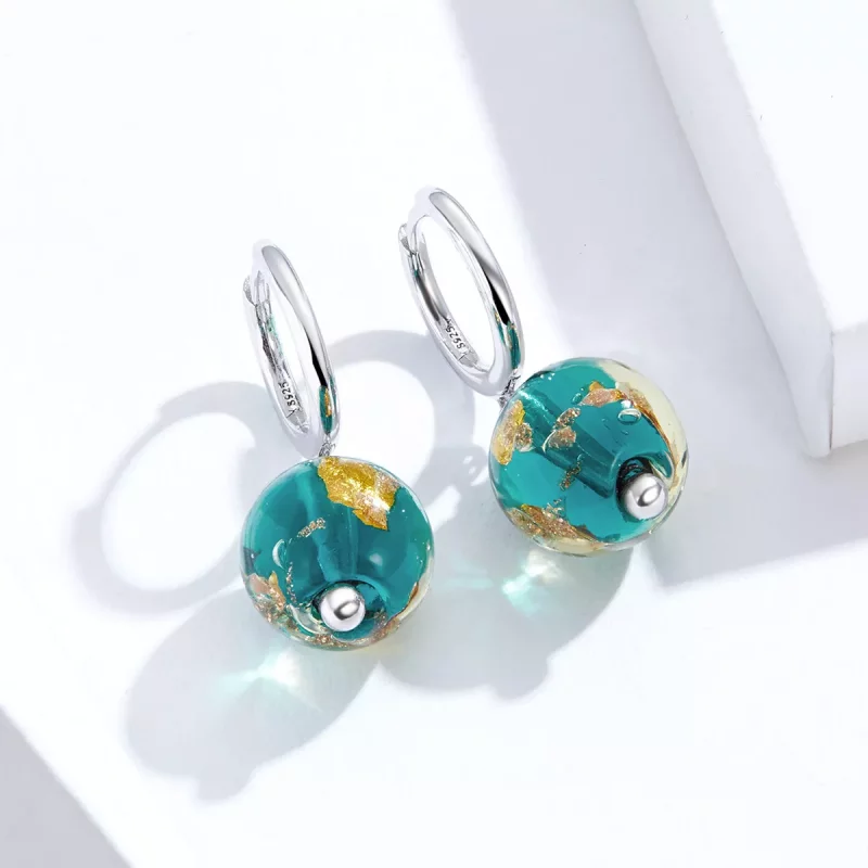 (imagen para) Pendientes colgantes de vidrio plateado estilo Pandora Dream - SCE817 - Ver 4
