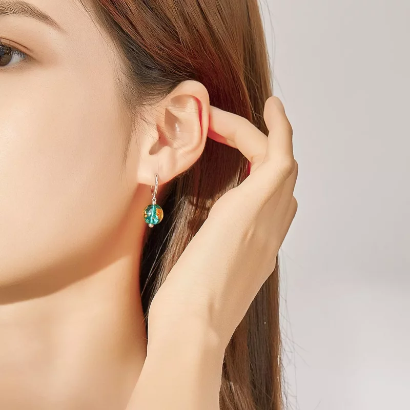 (imagen para) Pendientes colgantes de vidrio plateado estilo Pandora Dream - SCE817 - Ver 5