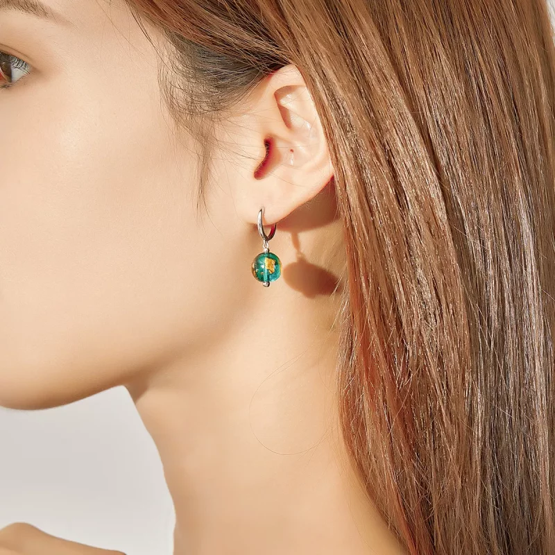 (imagen para) Pendientes colgantes de vidrio plateado estilo Pandora Dream - SCE817 - Ver 6