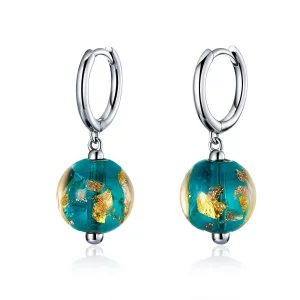 Pendientes colgantes de vidrio plateado estilo Pandora Dream - SCE817 (imagen para) Pendientes colgantes de vidrio plateado estilo Pandora Dream - SCE817