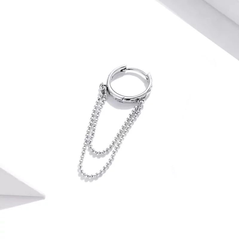 (imagen para) Pendientes colgantes estilo Pandora de cadena de perlas plateadas - SCE1121 - Ver 2