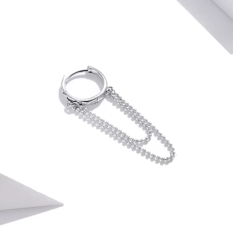 (imagen para) Pendientes colgantes estilo Pandora de cadena de perlas plateadas - SCE1121 - Ver 3