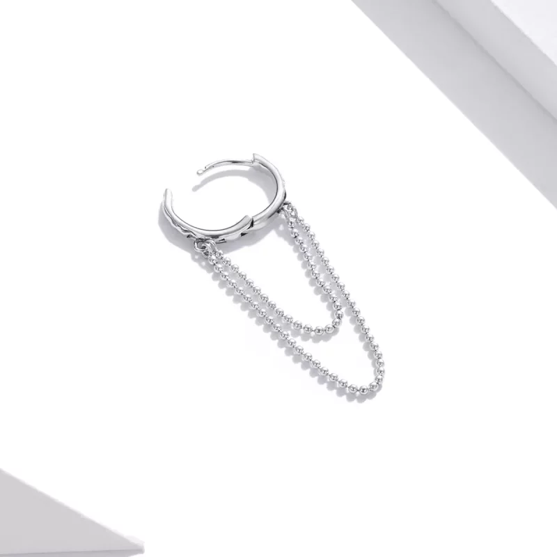 (imagen para) Pendientes colgantes estilo Pandora de cadena de perlas plateadas - SCE1121 - Ver 4
