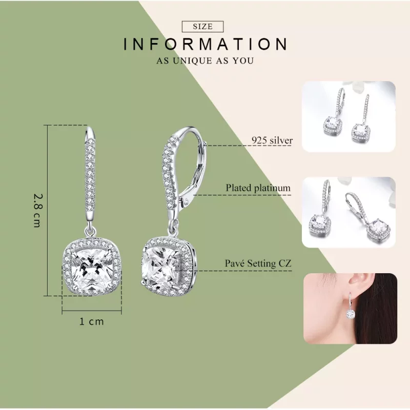 (imagen para) Pendientes colgantes estilo Pandora de plata brillante - SCE520 - Ver 3
