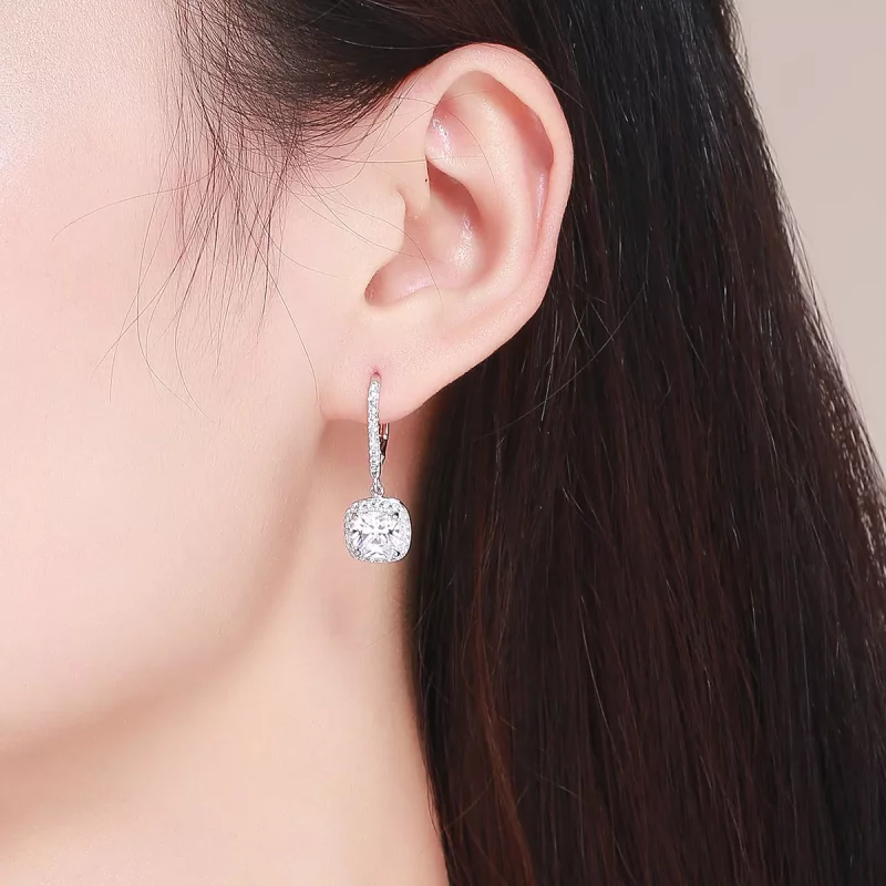 (imagen para) Pendientes colgantes estilo Pandora de plata brillante - SCE520 - Ver 4