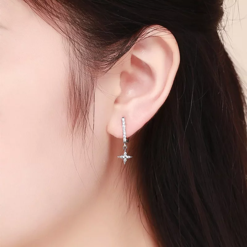 (imagen para) Pendientes colgantes estilo Pandora de plata con destelde noche - SCE446 - Ver 5