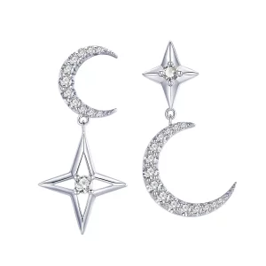 (imagen para) Pendientes colgantes estilo Pandora plata Starlight Moon Sky - BSE050