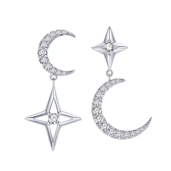 (imagen para) Pendientes colgantes estilo Pandora plata Starlight Moon Sky - BSE050