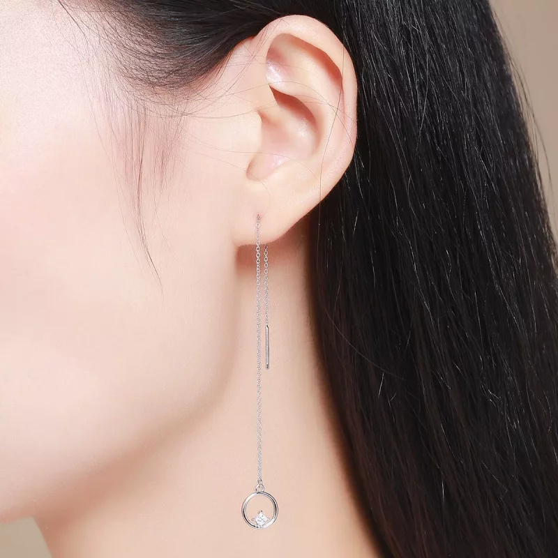 (imagen para) Pendientes colgantes plateados siempre afectuosos estilo Pandora - SCE080 - Ver 6