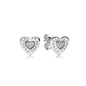 (imagen para) Pendientes de bot&oacute;n en plata de ley Coraz&oacute;n de la firma PANDORA