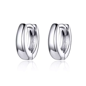 (imagen para) Pendientes de argolla estilo Pandora de plata, diseño simple de sueño - SCE552