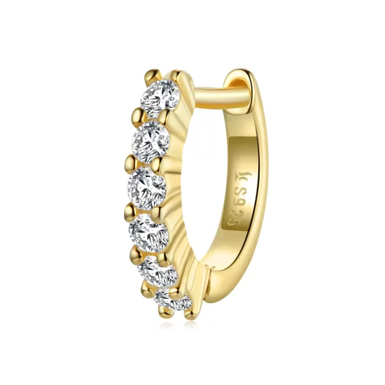 (imagen para) Pendientes de aro blancos brillantes chapados en oro de 18 quilates estilo Pandora - SCE1103