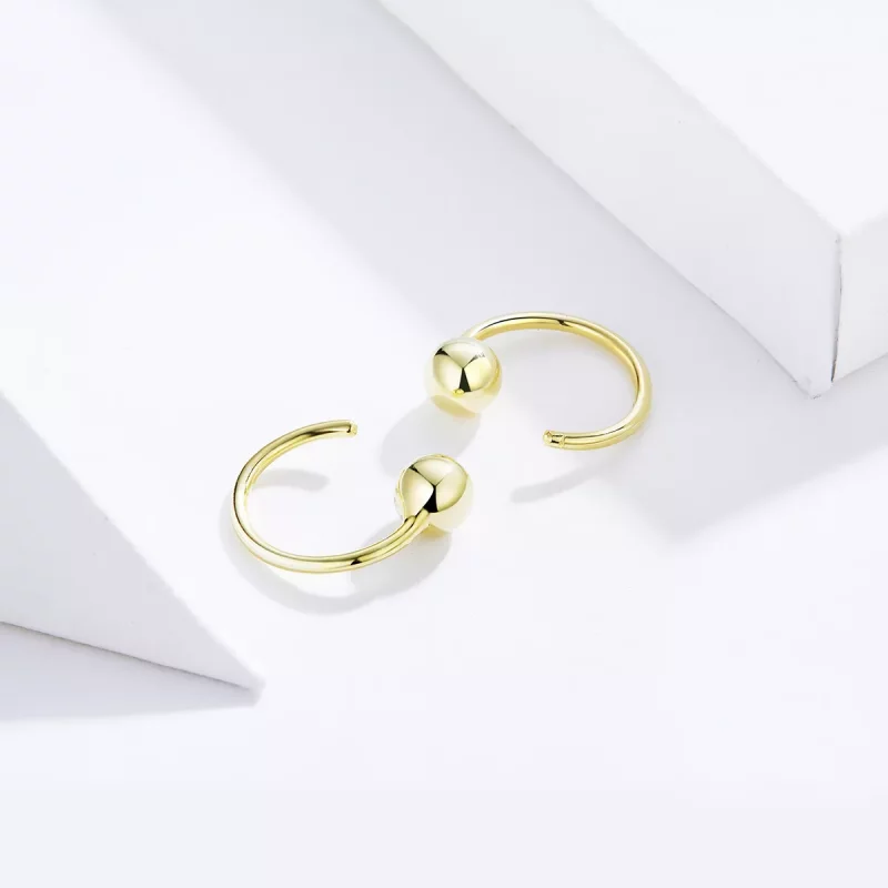 (imagen para) Pendientes de Aro con Bola Chapados en Oro de 18 quilates al estilo Pandora - SC - Ver 3