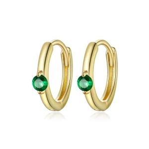 (imagen para) Pendientes de aro con circonita verde chapados en oro de 18 quilates estilo Pandora - SCE1050-GN