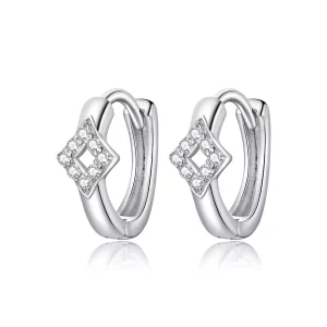 (imagen para) Pendientes de Aro con Diamantes Brillantes de Estilo Pandora en Plata - SCE1048