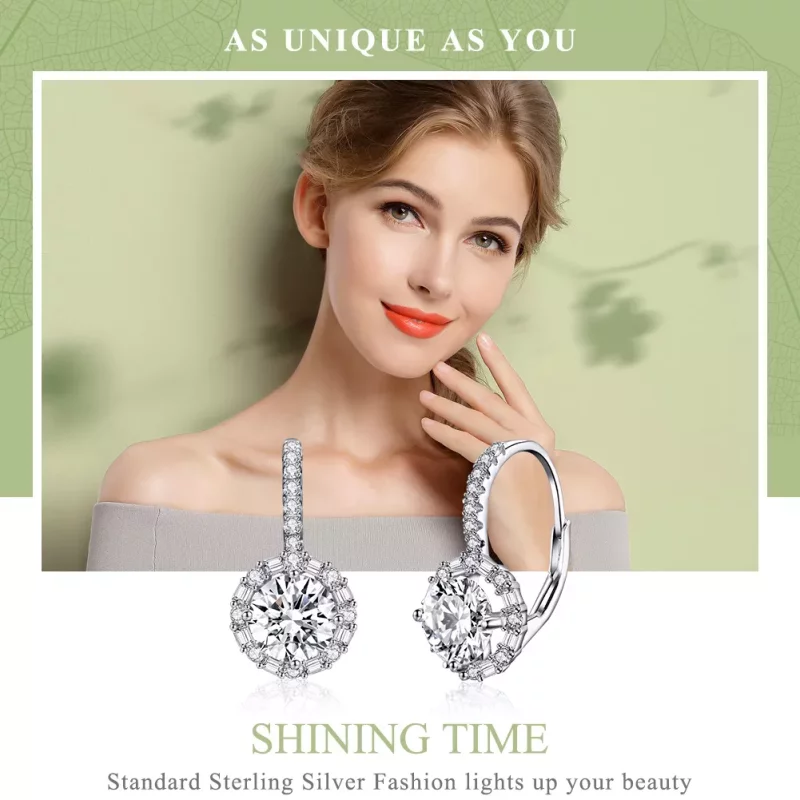 (imagen para) Pendientes de aro con estilo Pandora en plata brillante - SCE508 - Ver 2