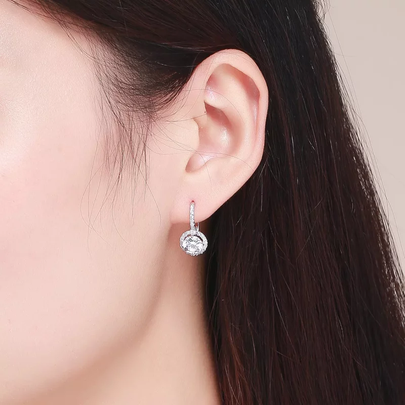 (imagen para) Pendientes de aro con estilo Pandora en plata brillante - SCE508 - Ver 4