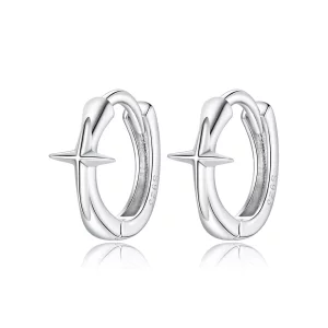 (imagen para) Pendientes de Aro con Estrella Brillante de Plata Estilo Pandora - SCE1045