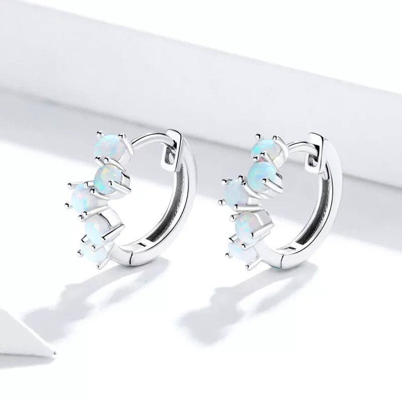 (imagen para) Pendientes de Aro de Burbujas de Ensueño de Estilo Pandora en Plata - SCE941 - Ver 3