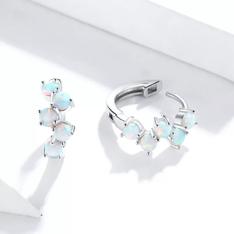 (imagen para) Pendientes de Aro de Burbujas de Ensueño de Estilo Pandora en Plata - SCE941 - Ver 4