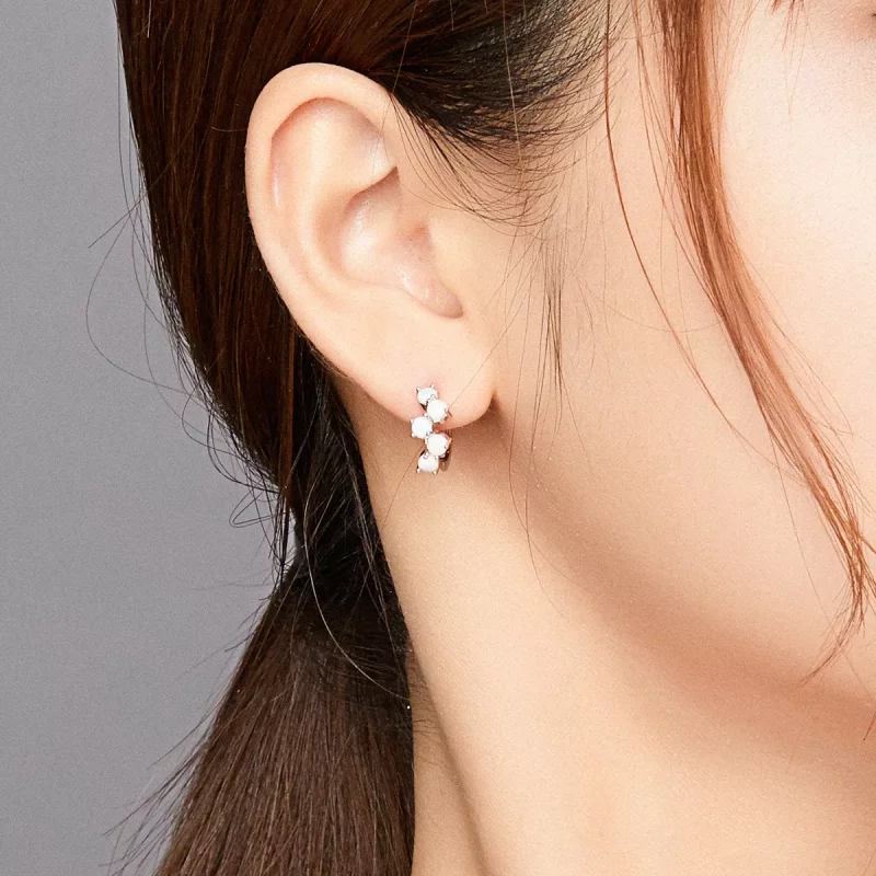 (imagen para) Pendientes de Aro de Burbujas de Ensueño de Estilo Pandora en Plata - SCE941 - Ver 7