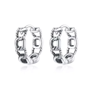 (imagen para) Pendientes de Aro de Cadena Simple de Estilo Pandora Plateados - SCE960