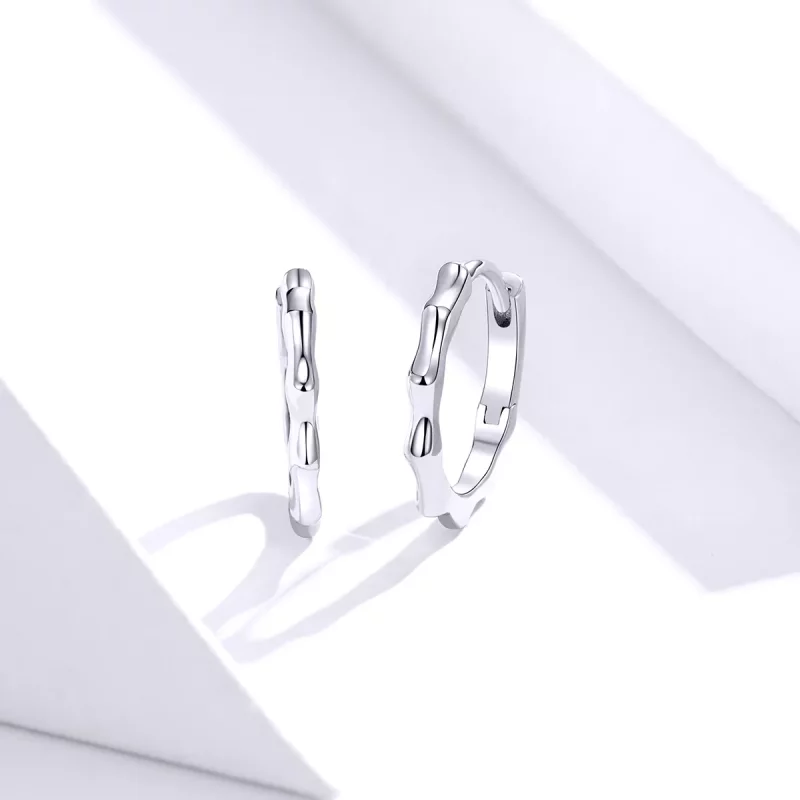(imagen para) Pendientes de aro de línea simple en plata al estilo Pandora - SCE843 - Ver 2