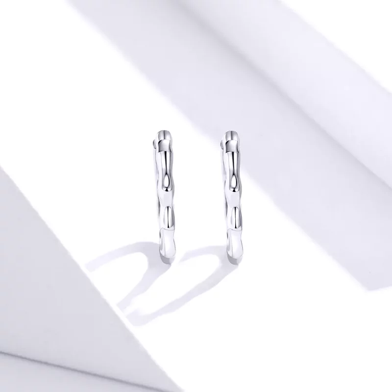 (imagen para) Pendientes de aro de línea simple en plata al estilo Pandora - SCE843 - Ver 3