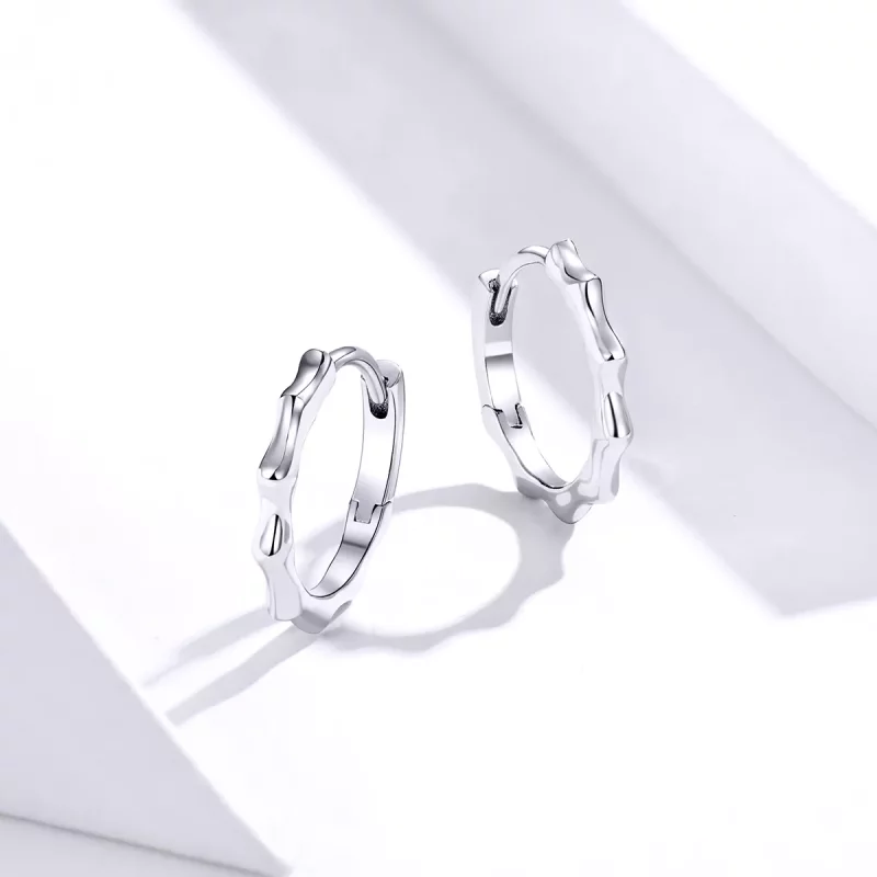 (imagen para) Pendientes de aro de línea simple en plata al estilo Pandora - SCE843 - Ver 4