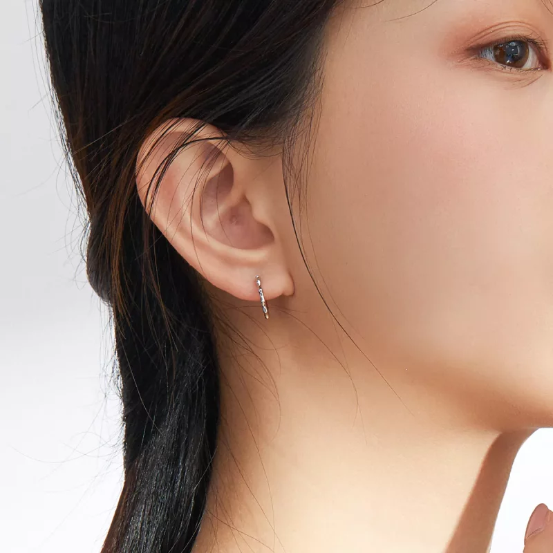 (imagen para) Pendientes de aro de línea simple en plata al estilo Pandora - SCE843 - Ver 5
