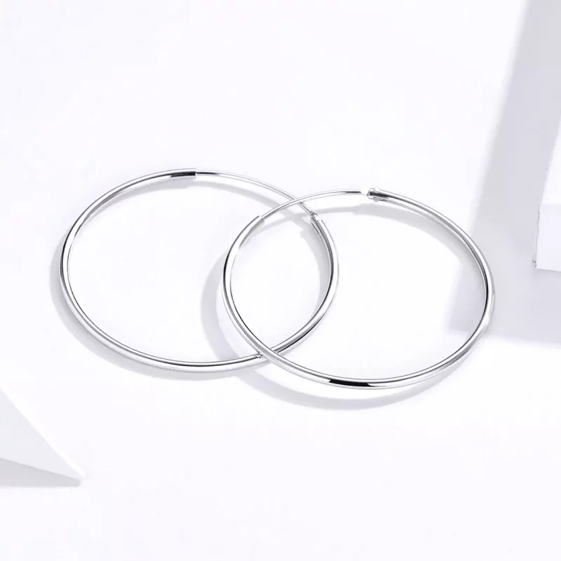 (imagen para) Pendientes de Aro de Línea Simple en Plata Estilo Pandora - SCE710 - Ver 4