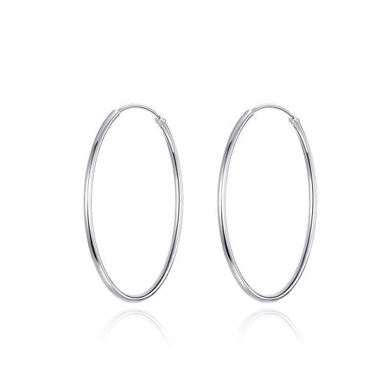 (imagen para) Pendientes de Aro de Línea Simple en Plata Estilo Pandora - SCE710