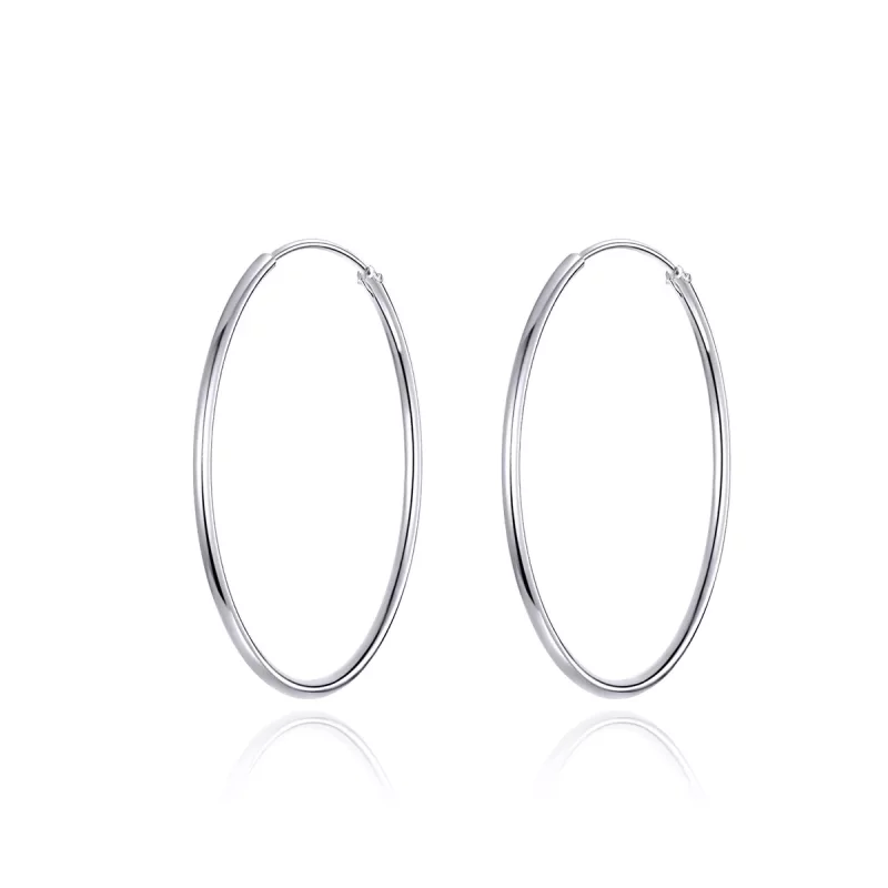 (imagen para) Pendientes de Aro de Línea Simple en Plata Estilo Pandora - SCE710