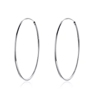 (imagen para) Pendientes de Aro de Plata al Estilo Pandora con Gran Aro - SCE598