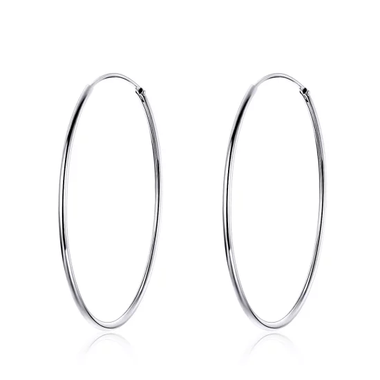 (imagen para) Pendientes de Aro de Plata al Estilo Pandora con Gran Aro - SCE598