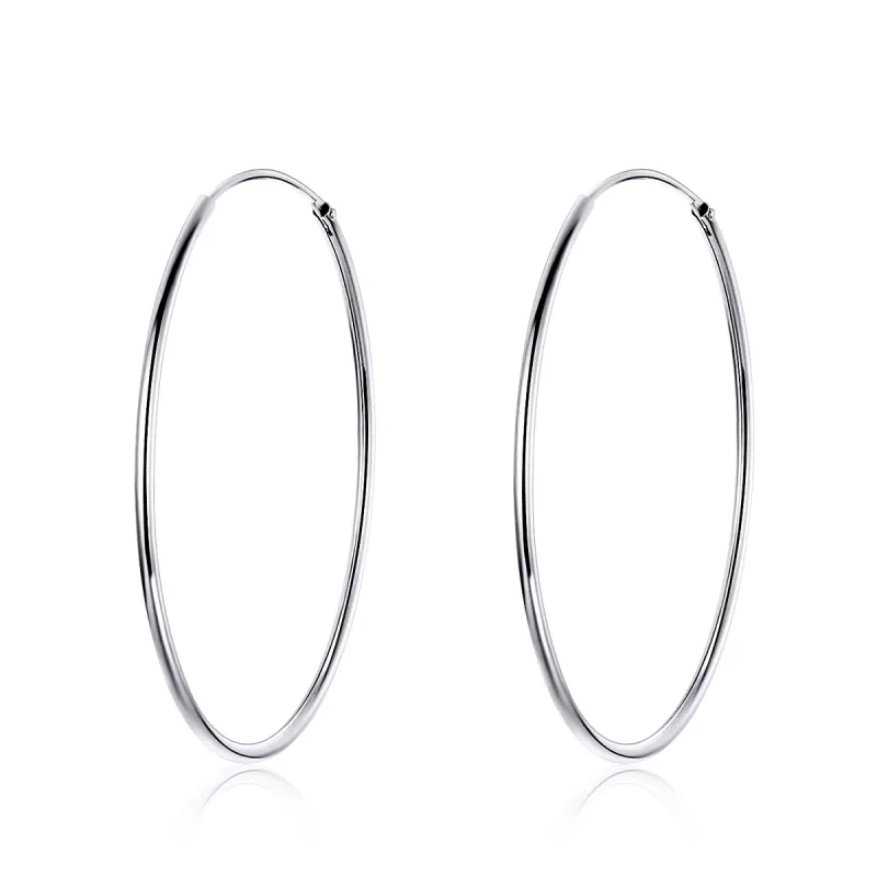(imagen para) Pendientes de Aro de Plata al Estilo Pandora con Gran Aro - SCE598
