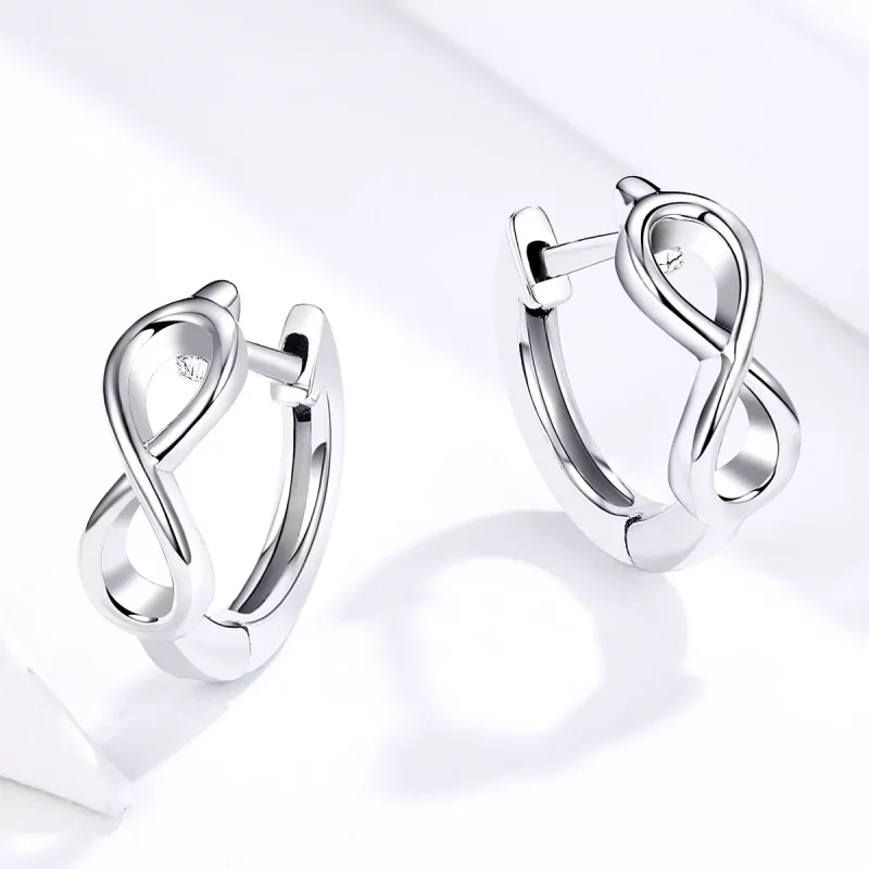(imagen para) Pendientes de Aro de Plata al Estilo Pandora con Infinito Amor - SCE743 - Ver 3