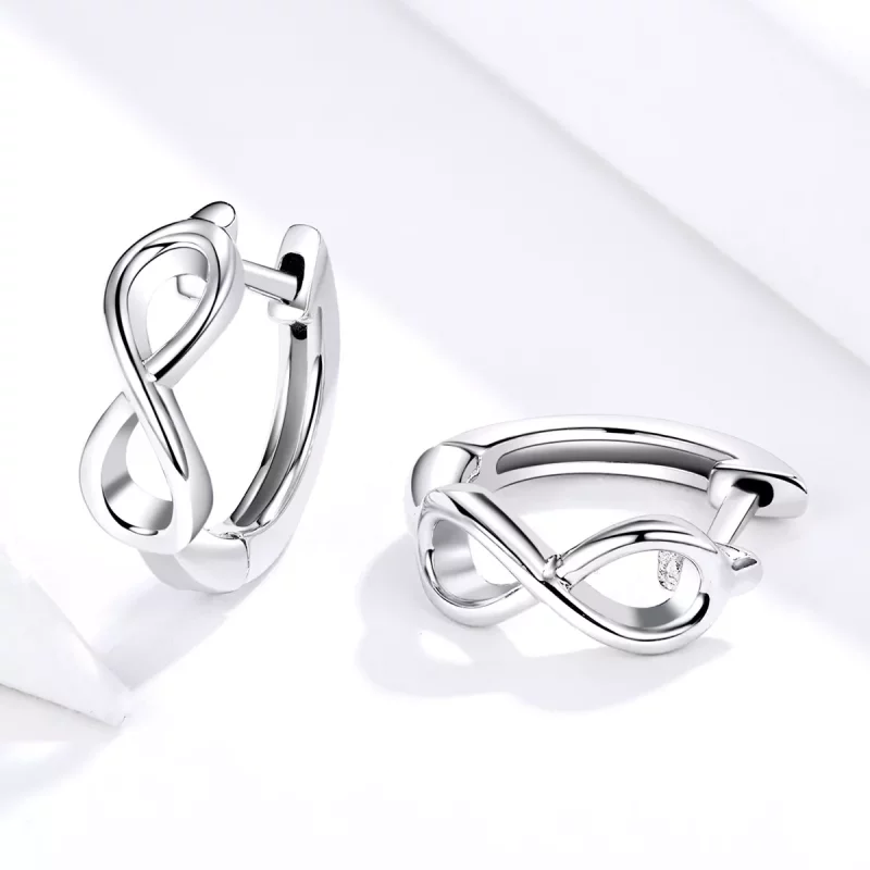 (imagen para) Pendientes de Aro de Plata al Estilo Pandora con Infinito Amor - SCE743 - Ver 4