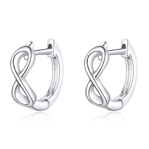(imagen para) Pendientes de Aro de Plata al Estilo Pandora con Infinito Amor - SCE743
