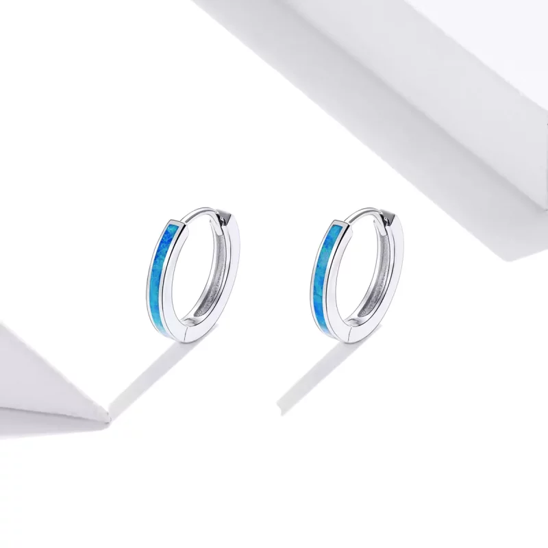 (imagen para) Pendientes de aro de plata estilo Pandora con ópalo - SCE992 - Ver 2