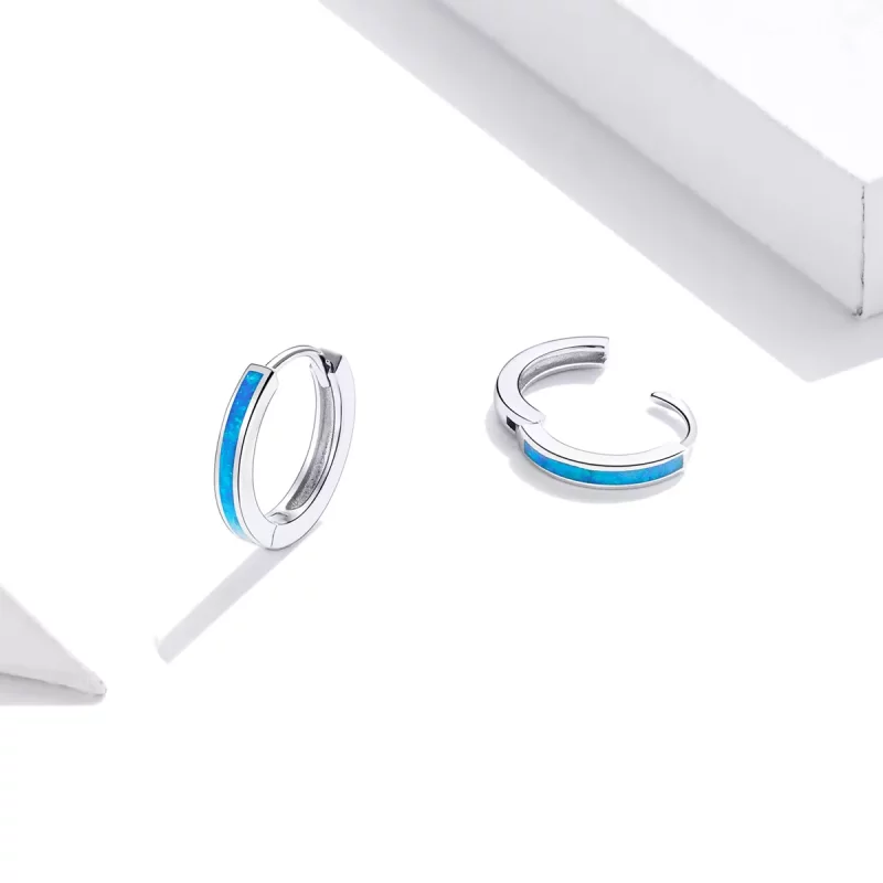 (imagen para) Pendientes de aro de plata estilo Pandora con ópalo - SCE992 - Ver 4