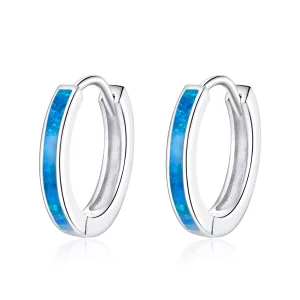 Pendientes de aro de plata estilo Pandora con ópalo - SCE992 (imagen para) Pendientes de aro de plata estilo Pandora con ópalo - SCE992