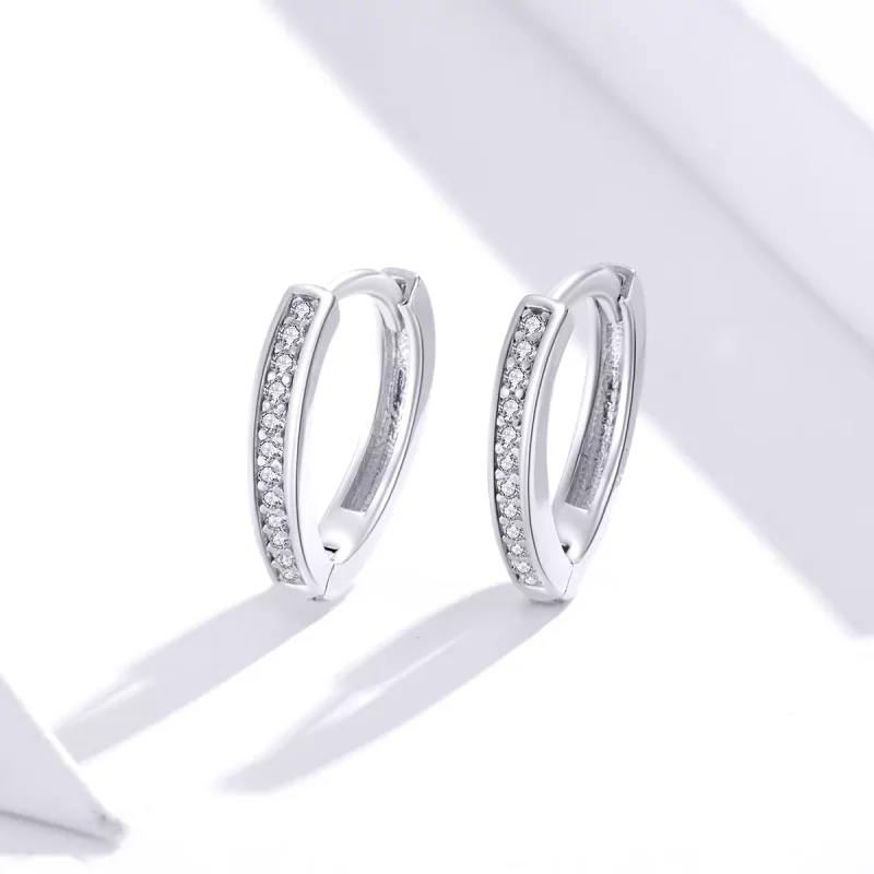 (imagen para) Pendientes de Aro en forma de Corazón de Plata con estilo Pandora - SCE868 - Ver 2